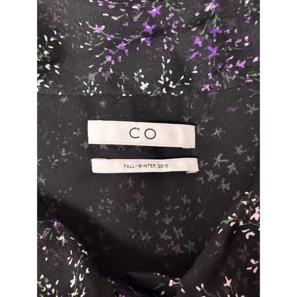 Co Collections Top Large Womens Silk Florals Tie Neck Long Sleeve Blouse - Picture 7 of 8